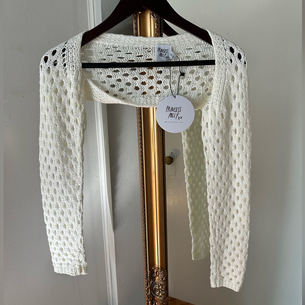 Princess Polly Ivory Open-Knit Shrug